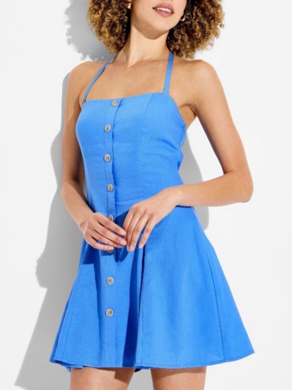 Wild Fable Button-Front Halter Mini A-Line
Dress - NWT